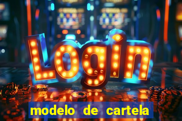 modelo de cartela de bingo em branco